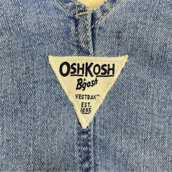 Oshkosh B'gosh Tiered Bib Style Overall Dress Denim and Eyelet Blue White 18 mo - Picture 13 of 14